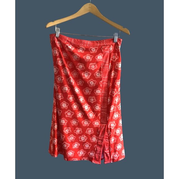 MICHAEL KORS-WOMENS CORAL LIGHT WEIGHT ELASTIC WAIST FRONT SPLIT SKIRT SIZE M - Picture 1 of 5